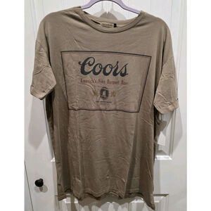 The Laundry Room Coors Banquet Beer Oversized Tee Cuffed Sleeve Size XS NWT $59